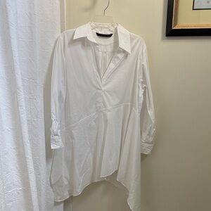 Zara Asymmetrical White Dress Shirt